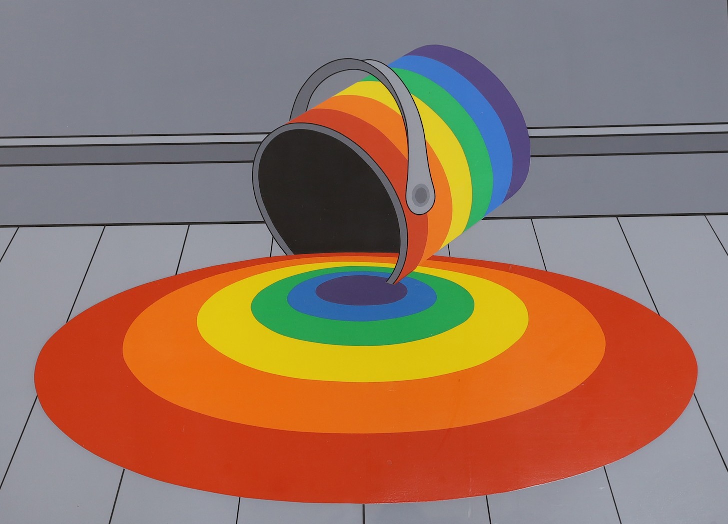 Patrick Hughes (b,1939), screenprint, Wet Paint, signed and dated ‘81, 97/150, 48 x 66cm